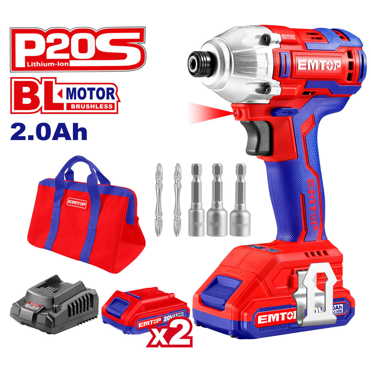 Atornillador de Impacto 20 Volts Marca EMTOP